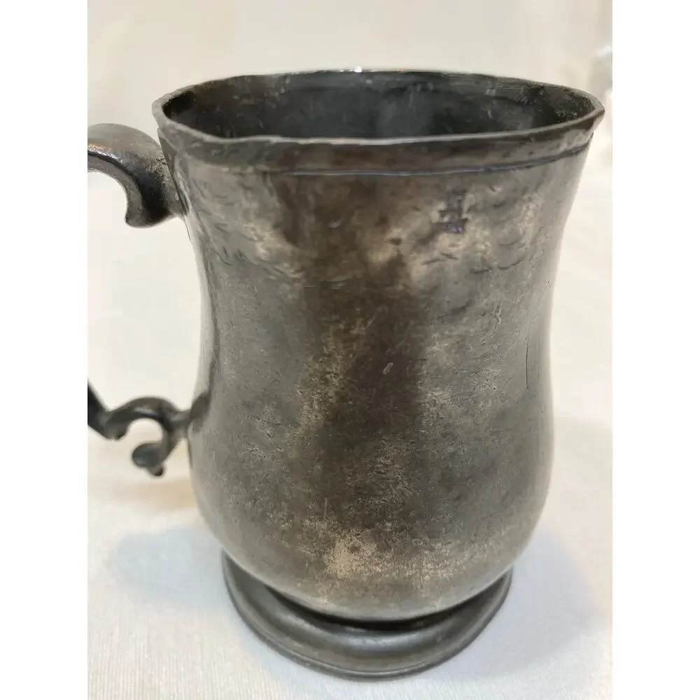 Antique English Georgian Pewter Pint Mug ~ Watts & Harton C1820-1860